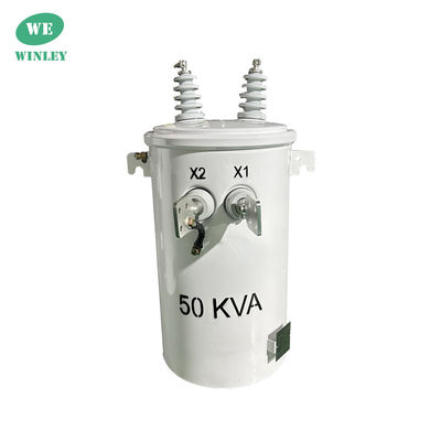 購入 50kva シングルフェーズ ポールマウント トランスフォーマー オイルタイプ 分配 4160V から 120/240V CSA ANSI/IEEE 規格 オンライン製造