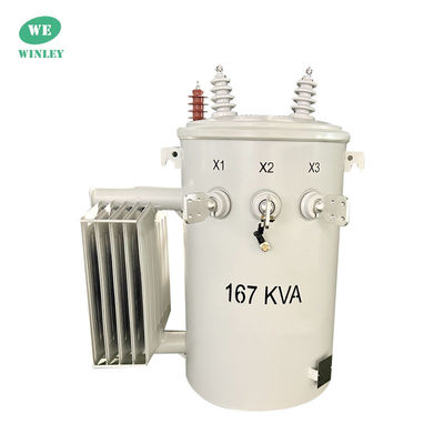 購入 167Kva ポールマウント配送トランスフォーマー シングルフェーズ ステップダウン 12.47KV 2 ワイヤー オイル浸透 IEEE 標準 オンライン製造