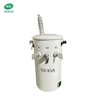 購入 100KVA シングルフェーズポールマウント電源トランスフォーマー 34500V から 120V オーバーヘッド配布 オンライン製造