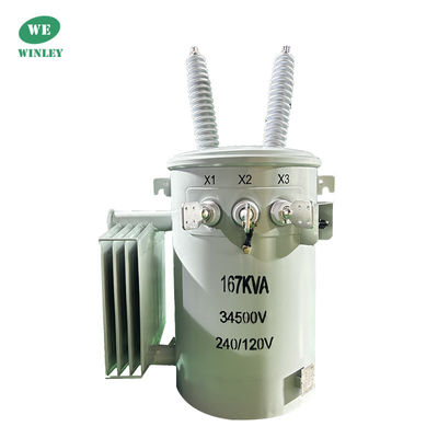 購入 167Kva シングルフェーズポールマウント トランスフォーマー オイル浸水 34.5KV から 240V ANSI IEEE 規格 電力配送 トランスフォーマー オンライン製造