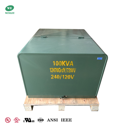 購入 IEEE 標準 UL 認定 100Kva シングルフェーズパッドマウント型 トランスフォーマーループ供給 12.47KV から 240/120V オンライン製造