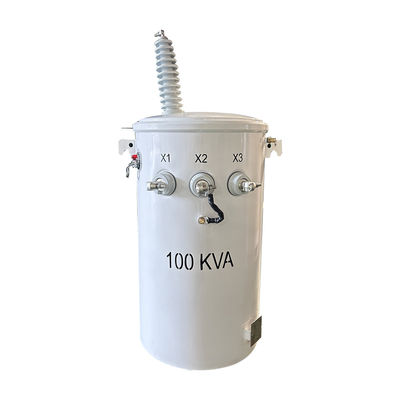 100KVA シングルフェーズ電源ポールトランスフォーマー オイルタイプ ダブルワイリング 34.5KV から 120V
