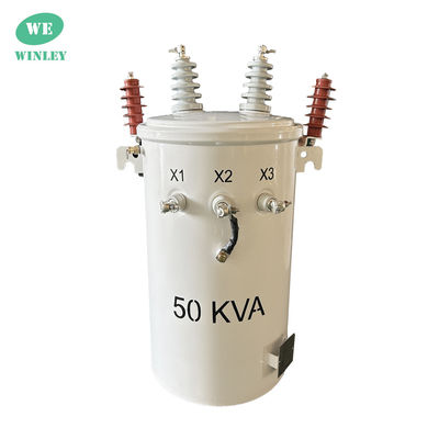 50kva シングルフェーズポールマウント トランスフォーマーオイル 12.47KV 304SS ANSI / IEEE C57