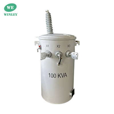 100kva シングルフェーズ ポールマウント 電気配送 トランスフォーマー 34.5KV から 120V