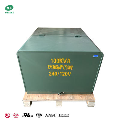 IEEE 標準 UL 認定 100Kva シングルフェーズパッドマウント型 トランスフォーマーループ供給 12.47KV から 240/120V