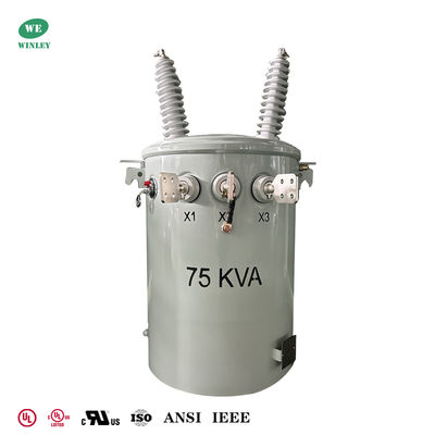 75Kva Single Phase Pole Mounted Transformer Overhead Distribution  Dual Windings 34500V to 120/240V UL/cUL Listed